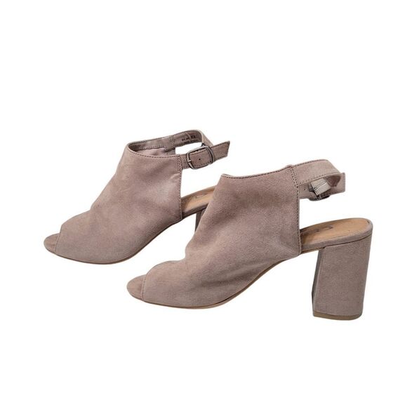 Versatile Taupe Women's Blkck Heel Peep-Toe Shoes - Picture 4 of 7